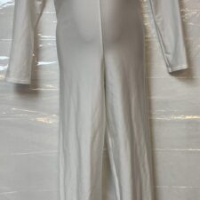 White long sleeve lycra catsuit with rouched front