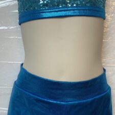 Turquoise sparkle and metallic crop top and shorts
