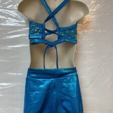 Turquoise sparkle and metallic crop top and shorts