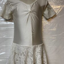 White lycra and lace skirted leotard