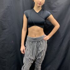 Black and white hip hop crop top and harem trousers
