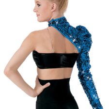 Red sparkle shrug with separate metallic bandeau crop top