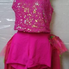 Hot pink sparkle crop top and skirted bustle