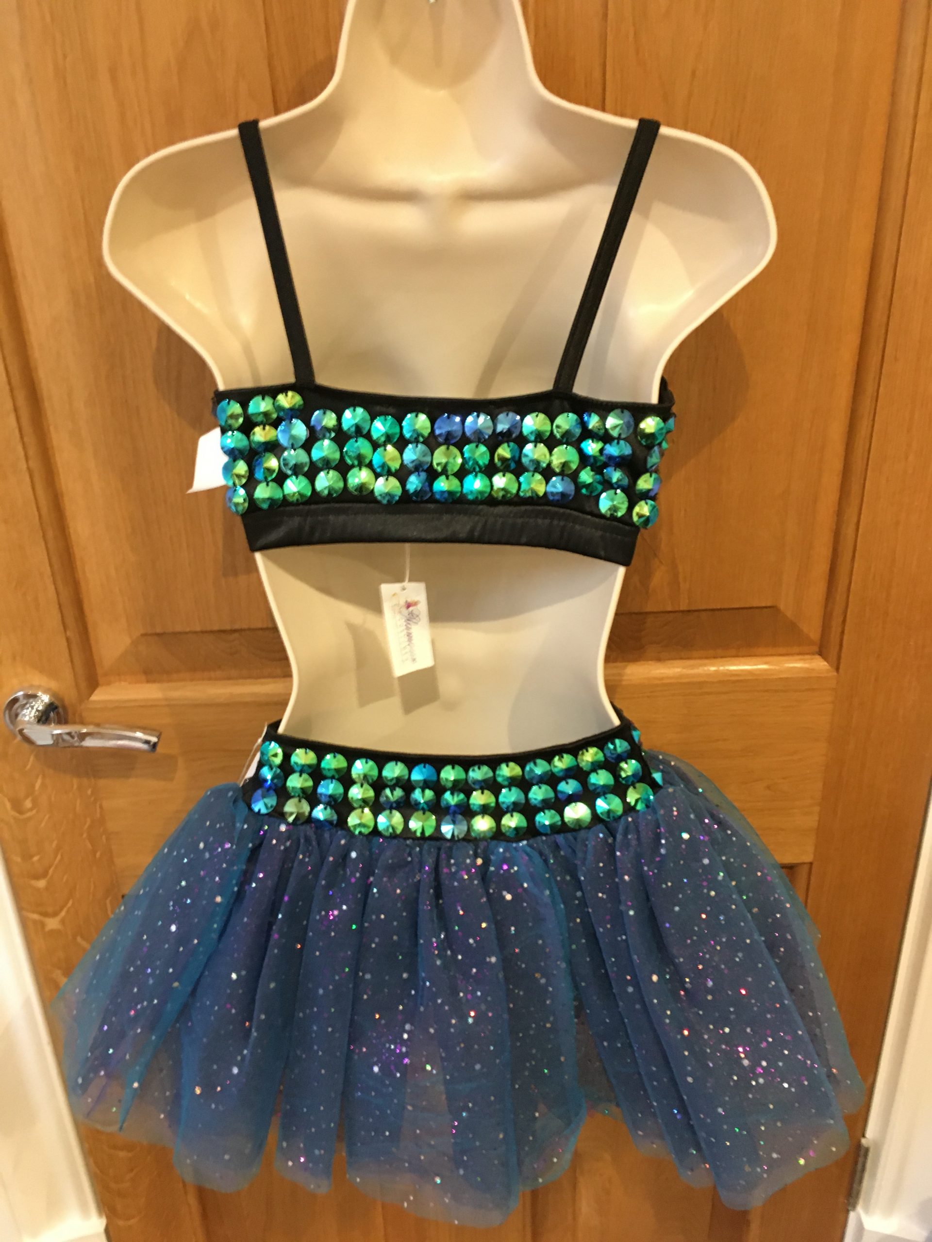 Iridescent blue/green sequin crop top and sparkle tutu skirt - Suite 109