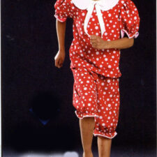 Red spotty old fashioned swimming costume
