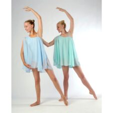 Leotard with cascading chiffon skirt and bodice