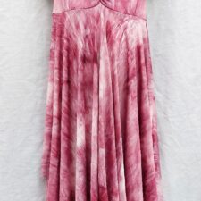 Shades of pink tie dyed skirted leotard with handkerchief hem