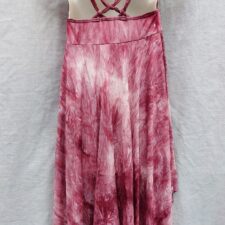 Shades of pink tie dyed skirted leotard with handkerchief hem