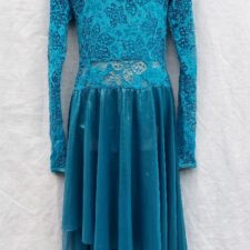 Teal lace and metallic skirted leotard