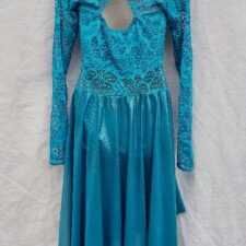Teal lace and metallic skirted leotard