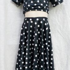 Black and white spotty crop top and flared skirt