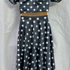 Black and white spotty crop top and flared skirt