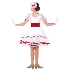 Red and white lace skirted leotard with separate tutu skirt