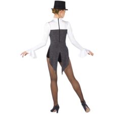 Black and white pinstripe lace up look leotard with tails (hat not included)