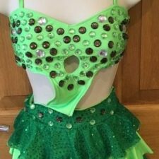Green ruffle skirted leotard with sequins