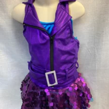 Metallic purple and turquoise leotard, vest top and tutu skirt