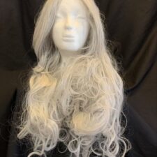 Long grey curly wig