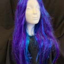 Purple and turquoise straight long wig