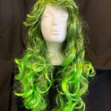 Neon green and black curly long wig
