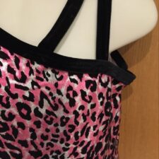 Velvet pink leopard cropped catsuit