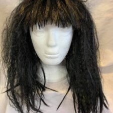 Black scraggly long wig with fringe