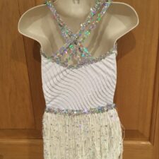 White and silver sparkle leotard and fringe skirt