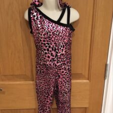 Velvet pink leopard cropped catsuit