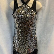 Black and silver flapper style sparkle skirted leotard