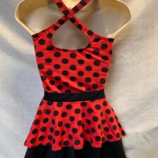 Red and black spotty top, skirt and bike shorts (3 piece)