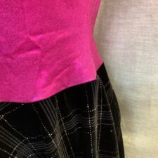 Metallic pink and black velvet skirted leotard