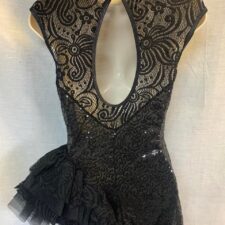 Black lace and sparkle biketard with side ruffle