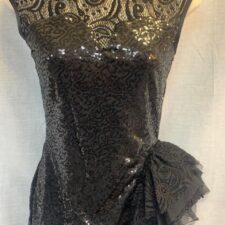 Black lace and sparkle biketard with side ruffle