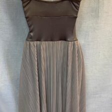 Mocha and brown biketard with pleated bodice and skirt