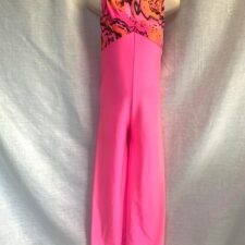 Hot pink all-in-one with paint swirl designed bodice