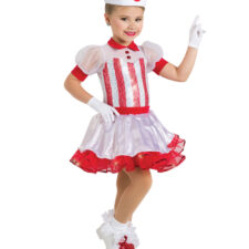 Red and white nurse skirted leotard with hat (gloves not included)