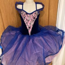 Royal blue velvet and pink floral tutu
