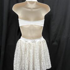 Ivory lace dress with black trim (crop top and briefs included)