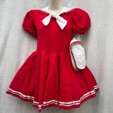 Red and white sailor skirted leotard with attached net skirt and hat