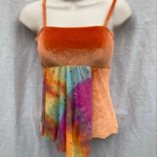 Orange velvet top with rainbow sash