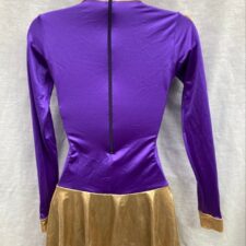 Purple and metallic gold soldier skirted leotard