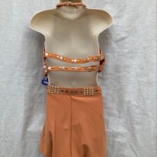 Tan and multi colour sequin crop top, shorts and bolero jacket