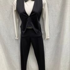 Black and white tuxedo style catsuit