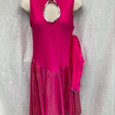 Bright pink and silver skirted leotard with gloves