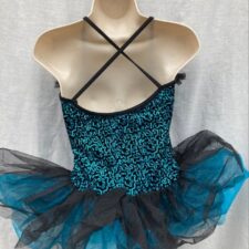 Turquoise and black sequin short tutu with ruffle