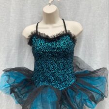Turquoise and black sequin short tutu with ruffle