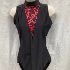 Black leotard with red flame insert