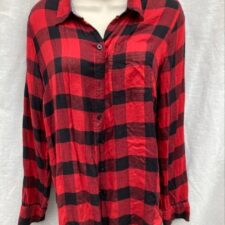Red and black check flannel shirt