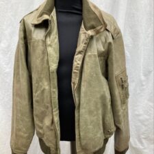 Khaki leather bomber jacket