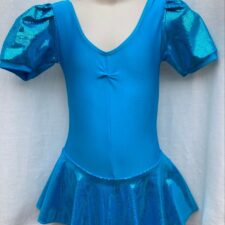 Turquoise leotard with metallic skirt and sleeves