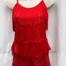 Red fringe top and shorts